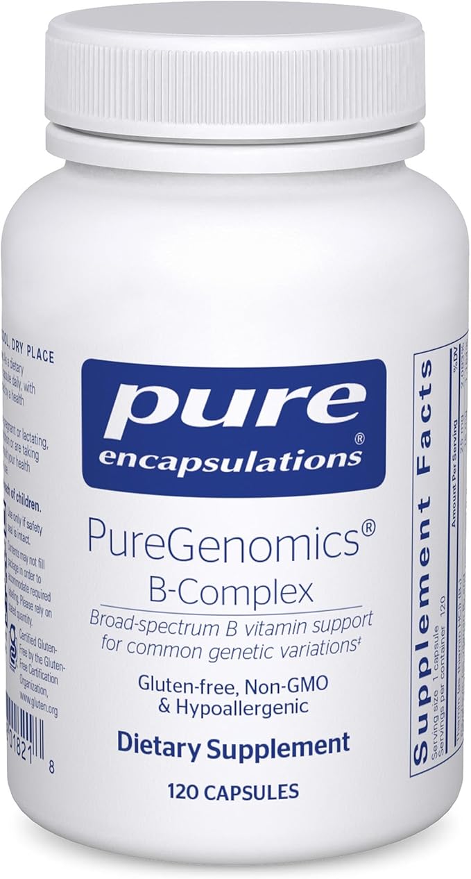 Pure Encapsulations PureGenomics B-Complex - Broad Spectrum B Vitamin Support for Genetic Expression Cellular Function Hormone Production &amp Energy Metabolism* - with Vitamin B12 &amp B6-120 Cap