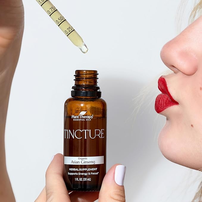 Plant Therapy Organic Asian Ginseng Root Herbal Supplement Tincture 30 mL (1 oz) Great for Energy Encourages Mental Focus Vegan Non GMO Gluten Free Liquid 1 Bottle