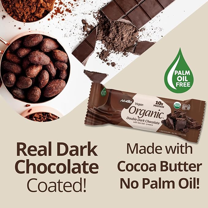 Nugo Organic Double Dark Chocolate 10g Vegan Protein Gluten Free 24 count