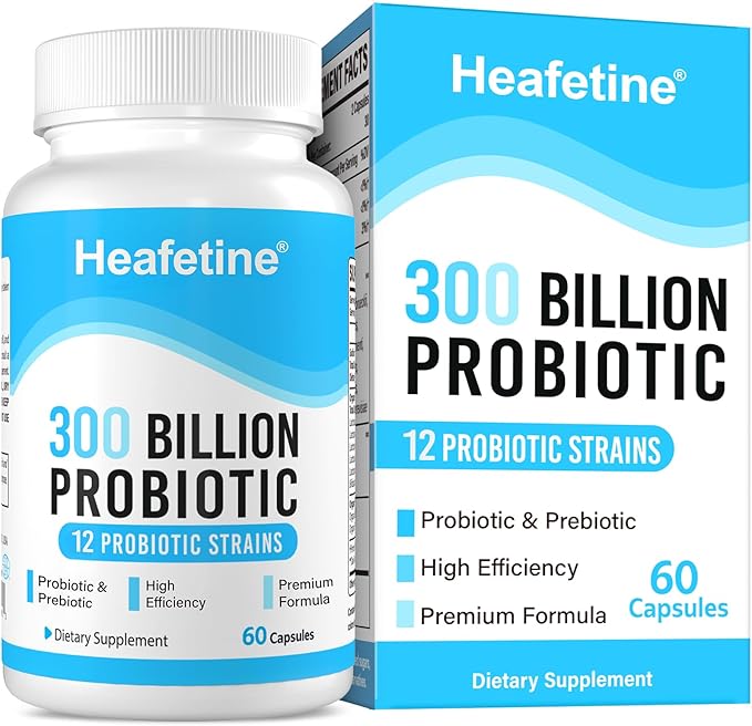 300 Billion CFUs Probiotics for Women &amp Men - 12 Strains + 3 Organic Prebiotics Probiotics for Digestive Health &amp Immune Gut Health &amp Bloating Gut Health for Women &amp Men - 60 Capsul