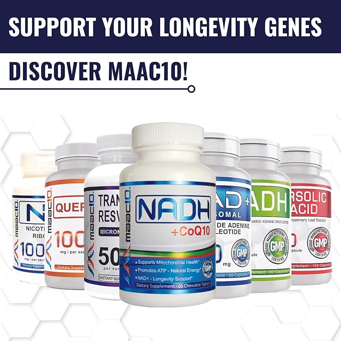 MAAC10 NR Nicotinamide Riboside 1000mg Serving | Third Party Lab Tested NAD+ Supplement | NMN Supplement Alternative.