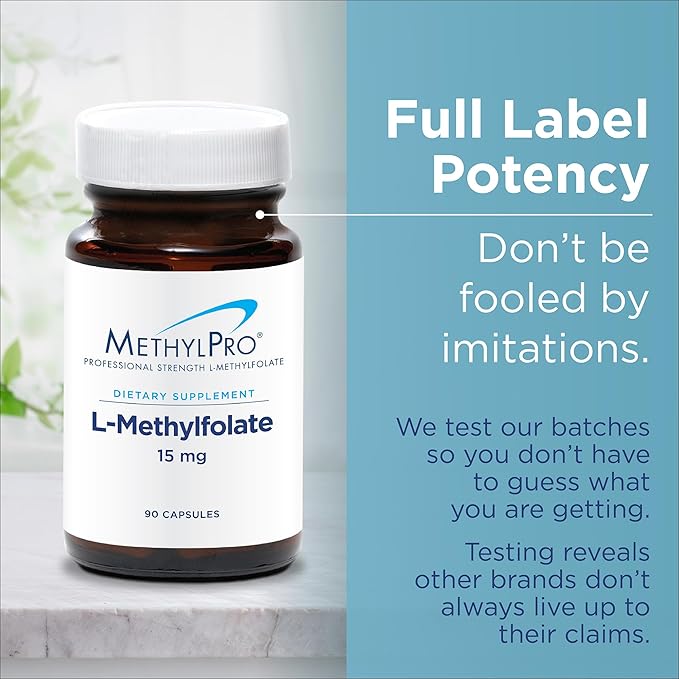 MethylPro B Complex + L-Methylfolate 5 mg - Bioavailable Methylated Vitamin Blend - Supports Energy and Stress - Vegetarian &amp Hypoallergenic - 90 Servings - 90 Capsules
