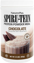 NaturesPlus SPIRU-TEIN Chocolate - 2.1 lbs - Plant-Based Protein Shake - Non-GMO Vegetarian Gluten Free - 34 Total Servings