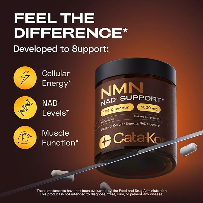 NMN Supplement – 4-in-1 NAD Supplement with Quercetin | TMG | Resveratrol – NMNH Alternative – Supports Cellular Energy &amp NAD+ Level – 60 Capsules – Third-Party Tested (1 Pack)