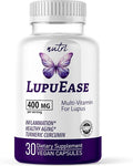 LupuEase Lupus Relief Products Multivitamin Lupus Supplements - Vitamin C D3 E B12 Turmeric Curcumin Extract (Std. 95% Curcuminoids) - Omega 3 Fatty Acids - 30 Day Supply - 400mg - 60 Capsules