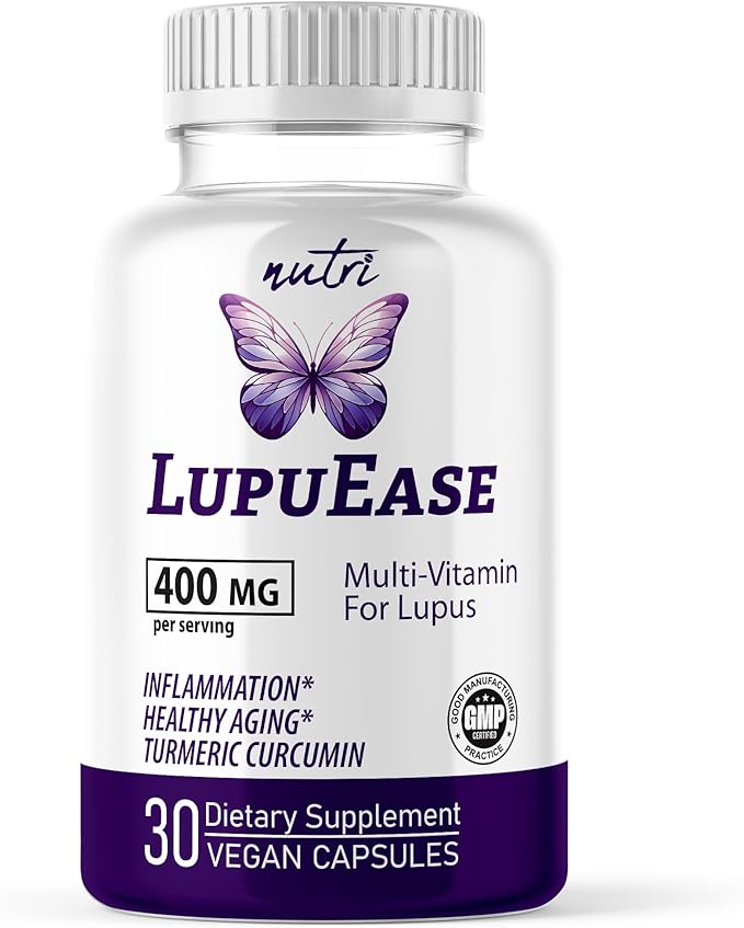 LupuEase Lupus Relief Products Multivitamin Lupus Supplements - Vitamin C D3 E B12 Turmeric Curcumin Extract (Std. 95% Curcuminoids) - Omega 3 Fatty Acids - 30 Day Supply - 400mg - 60 Capsules