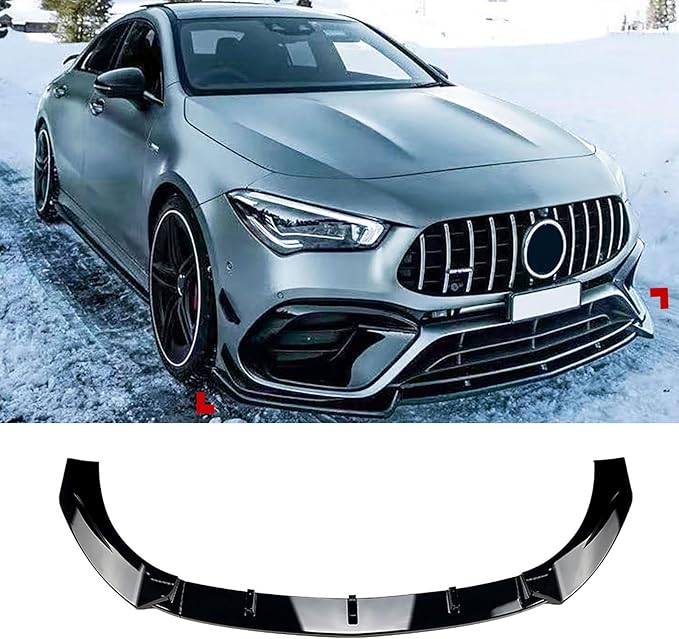 Compatible with Mercedes-Benz CLA-Class C118 CLA45 AMG 2020+ Front Bumper Spoiler Lip Car Lower Body Kit SplitterGloss Black