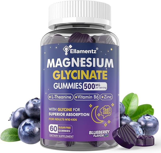 Magnesium Glycinate Gummies for Kids 6+ &amp Adults Kids Magnesium Sleep Aid Gummies 500mg/250mg with L Theanine B6 Glycine Zinc for Sleep Calm Relax Brain Muscle Melotonin Free Sugar Free