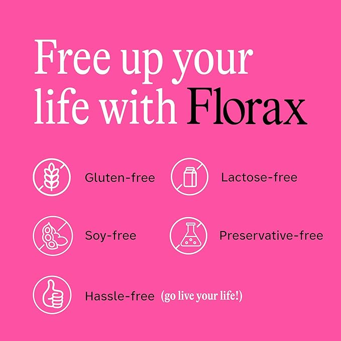 Florax - Liquid Probiotic - On-The-go Gut Support for Women Men and Children - Vegan Gluten Free Lactose Free Soy Free and Preservative Free - Raspberry Flavor - 5 Vials