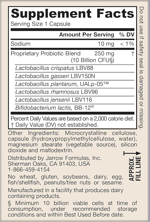 Jarrow Formulas Fem-Dophilus Advanced Vaginal &amp Digestive Probiotics 10 Billion CFU for Vaginal Urinary Tract Digestive &amp Immune Support 30 Capsules (Pack of 2)