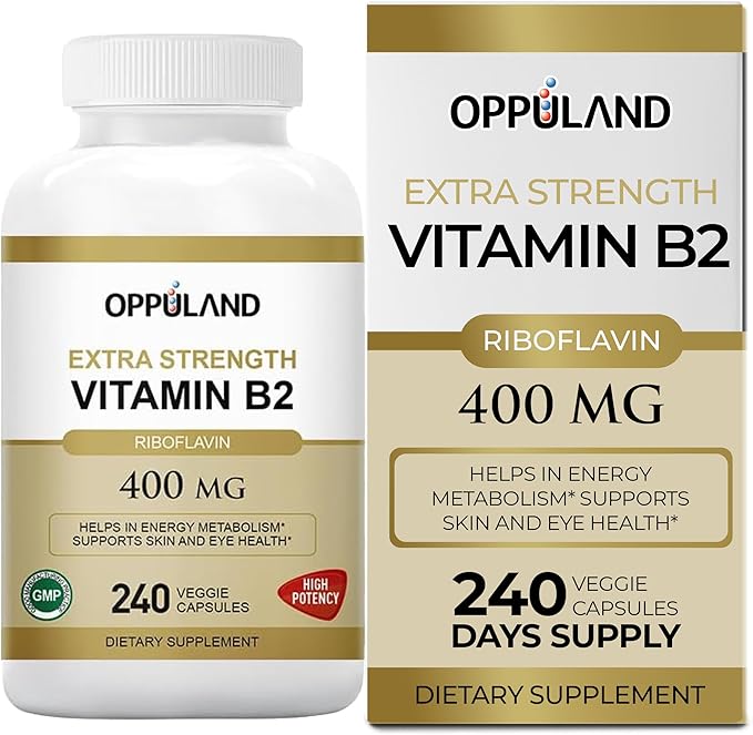 Riboflavin Vitamin B2 Supplement - B-2 Vitamin - Boosts Energy Metabolism &amp Cellular Function - Daily Nutritional Supplements for Men &amp Women - 400 mg Capsules - 240 Count