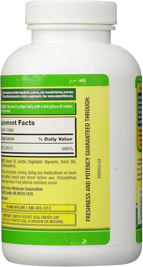 Kirkland Signature Extra Strength D3 50 mcg 600 Softgels (3 Pack)