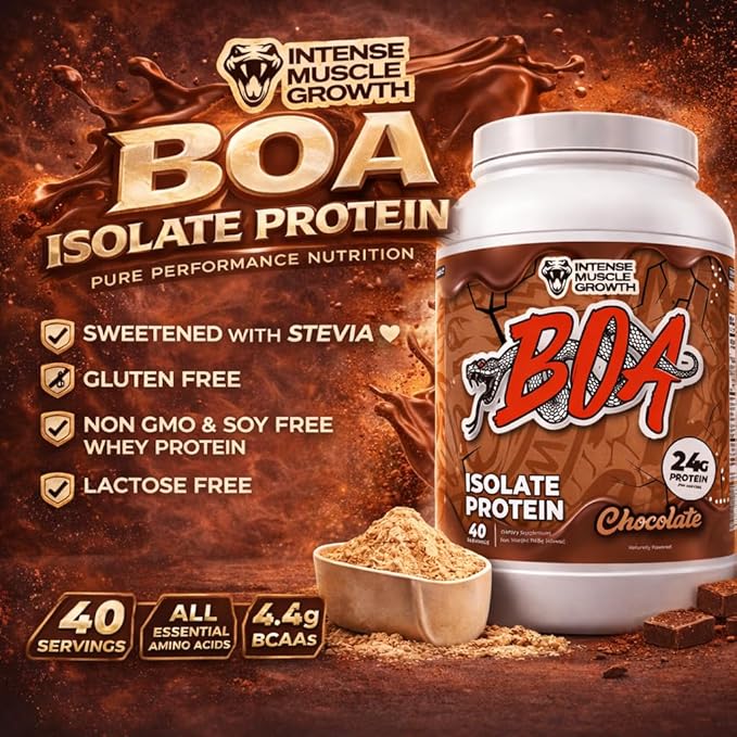 BOA Isolate Protein with Vitamin B6 and Zinc - Low-Sodium Whey Protein Isolate 24g of Protein per Scoop - (Chocolate - 40 Servings)