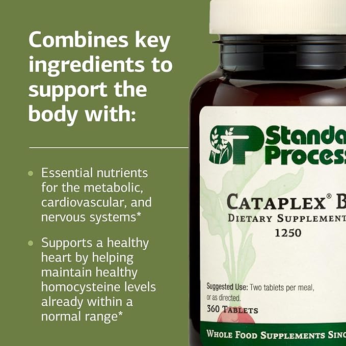 Standard Process Cataplex B Dietary Supplement - Non-Dairy &amp Non-Soy - Cardiovascular &amp Nervous System Health Supplement - 360 Tablets