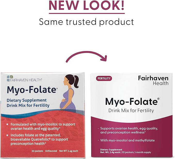 Fairhaven Health Folate and Myo Inositol Powder for Women - 1 Per Day Female Fertility Supplement Ovarian Health and Egg Quality - 2000 mg Myo-Inositol and 333 mcg Methylfolate – 30 Stick Packs