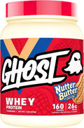GHOST Whey Protein Powder Nutter Butter - 1LB Tub 26G of Protein - Flavored Isolate Concentrate &amp Hydrolyzed Whey Protein Blend - Post Workout Shakes