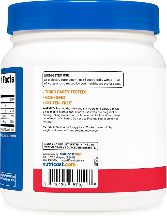 Nutricost Calcium Magnesium Powder (Fruit Punch 60 Servings) - Bone Support Non-GMO Gluten Free (from Calcium Citrate and Magnesium Citrate)