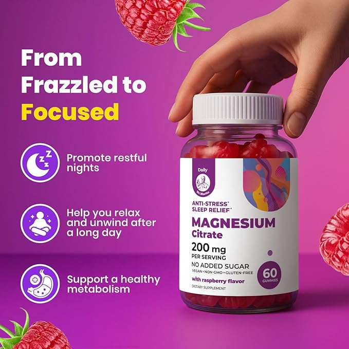 Sugar-Free Calm Magnesium Gummies for Kids and Adults - Kids Magnesium Gummies (180 Count (Pack of 3) Raspberry)