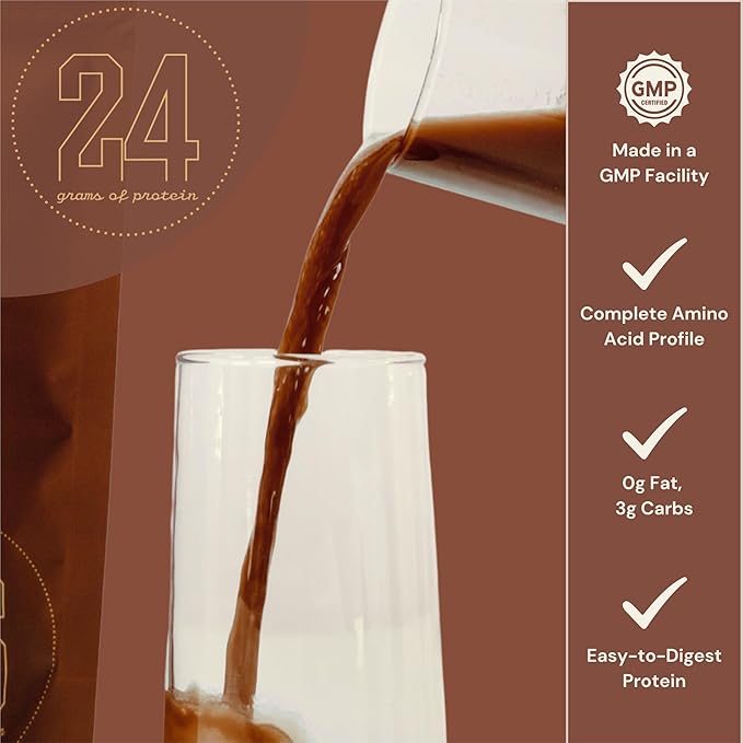Anea Egg White Protein - Chocolate | 24g Protein | Fat-Free Cholesterol-Free | 4.9g BCAA | Complete Amino Acid Profile| Dairy-Free Gluten-Free Soy-Free | Chocolate Flavor | Made in GMP Facility