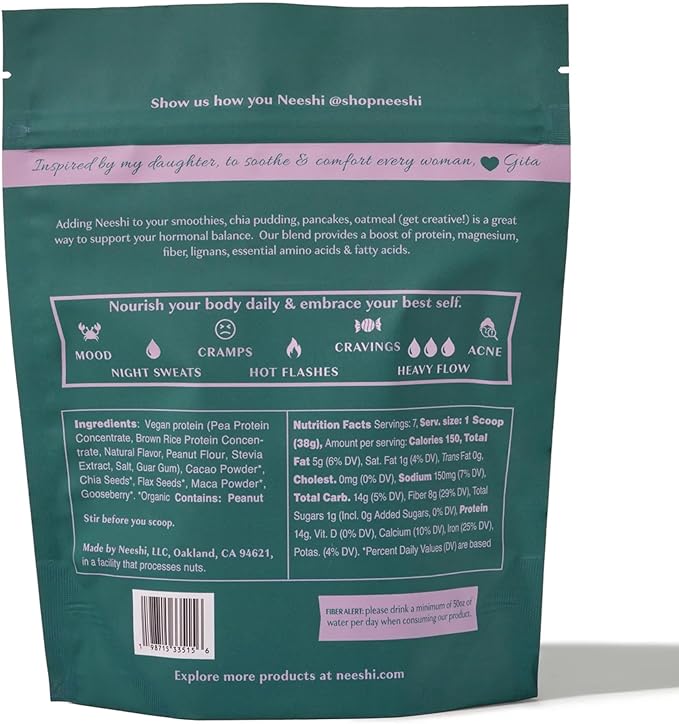 Nourishing Protein Blend for Hormonal Balance – Vegan Gluten-Free All-Natural – Supports PMS &amp Menopause Relief – 1-Week Supply – Cacao Peanut Butter Flavor