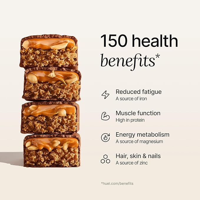 Huel Complete Nutrition Vegan Protein Bars | Peanut Caramel | 13g Protein | 27 Vitamins &amp Minerals 2g Sugar Non-GMO 100% Plant Based Snack | 12 Pack
