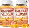 Calcium Citrate Gummies - 1200mg Calcium Gummies Supplements for Women &amp Men with Vitamin D3 K2 Magnesium Zinc High Absorption for Bone Muscle &amp Immune Support Peach &amp Mango Flavor 1