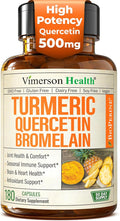 Quercetin with Bromelain Turmeric Curcumin Supplement – Allergy Relief Immune &amp Joint Support – Organic Turmeric Supplement w/Bioperine for Enhanced Absorption 180 Quercetin 500mg Capsules