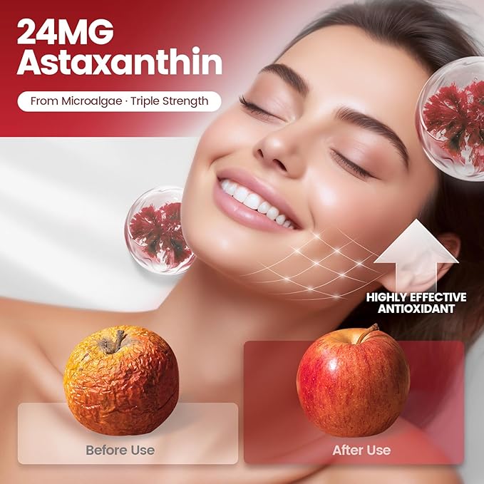 VivoNu Astaxanthin 24mg – Powerful Antioxidant Support for Skin Eyes &amp Immune System – 10-in-1 Formula with Lycopene Grape Seed Vitamin E &amp Zinc – Triple Strength 720 Softgels 3 Bag