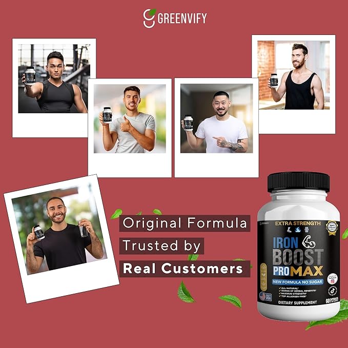 Iron Boost Pro Max Extra Strength Dietary Supplement Organic Maca Root Blend 60 Capsules 30-Day Supply (2)
