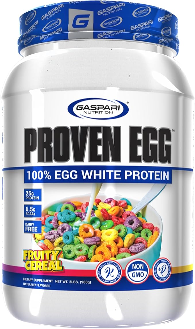 Gaspari Nutrition Proven Egg Fruity Cereal 100% Egg White Protein 25g Protein Keto Friendly Dairy and Lactose Free Soy Free (2 lbs Fruity Cereal)
