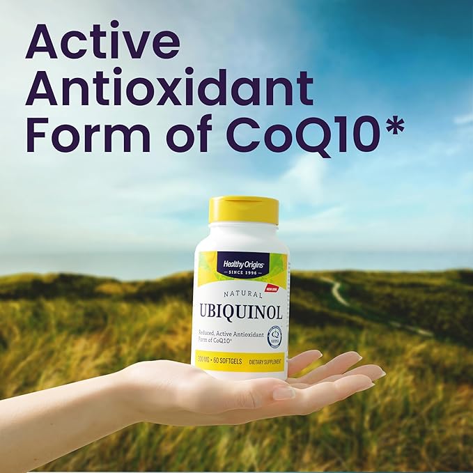 Healthy Origins Ubiquinol (Active Form of CoQ10) 300 mg - Kaneka Ubiquinol Supplements for Heart Health &amp Antioxidant Support - Gluten-Free &amp Non-GMO Supplement - 60 Softgels