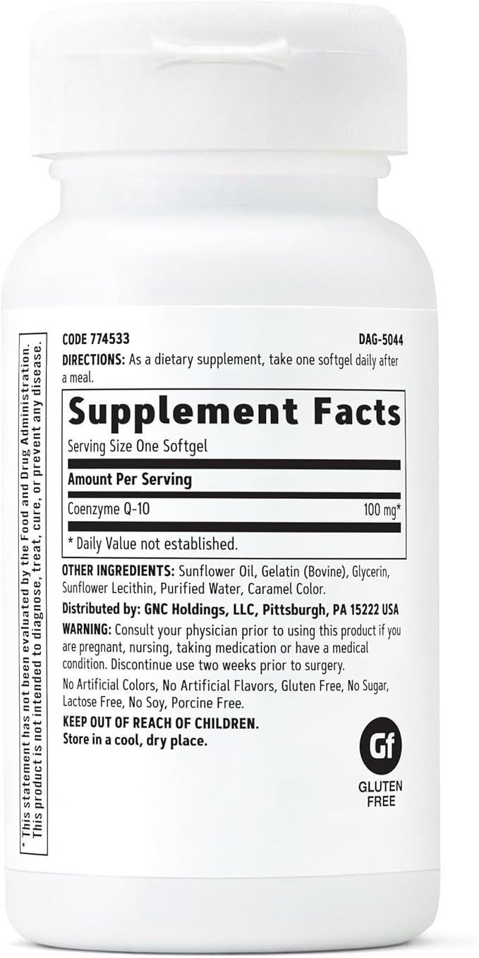 GNC CoQ10 100mg Supplement Supports Heart Health 60 Count