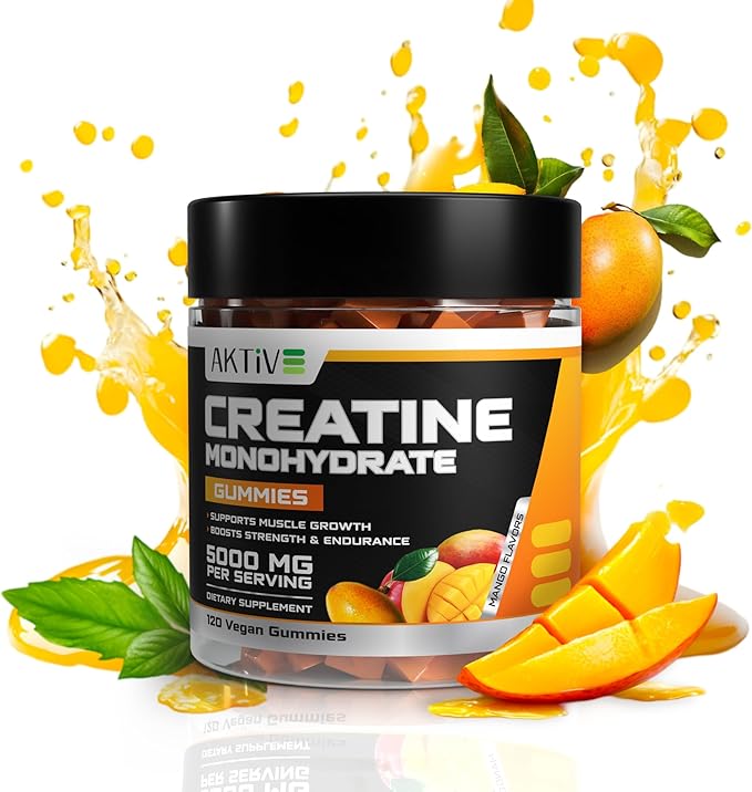Creatine Monohydrate Gummies 5000mg of Creatine Per Serving with Alpha-GPC &amp Taurine Mango Flavor Enhance Brain Function Muscle Growth Support Pre Workout Gummies for Men and Women - 120pcs