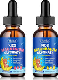 2 Pack Kids Magnesium Glycinate Liquid Drops with L-Theanine Omega-3 Vitamin B6 D3 Zinc - Magnesium Drops for Kids Strawberry &amp Lemon Flavor