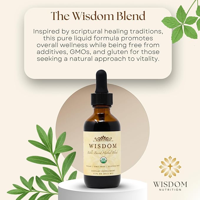 Organic Turmeric Frankincense and Myrrh – Herbal Supplement Blend for Energy Detox Focus Immunity &amp Stress – Non-GMO Vegan Tonic with Milk Thistle – Wisdom Bible Based Blend – 2oz Liquid Drops