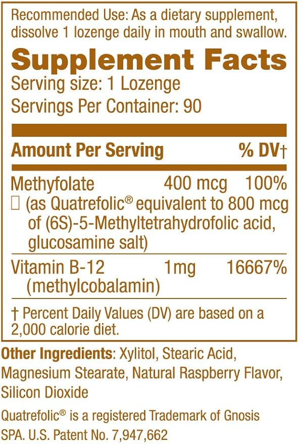 Arches Tinnitus B12 Formula – Methylfolate 400 mcg Methylcobalamin 1000 mcg 90 Lozenges 3 Month Supply