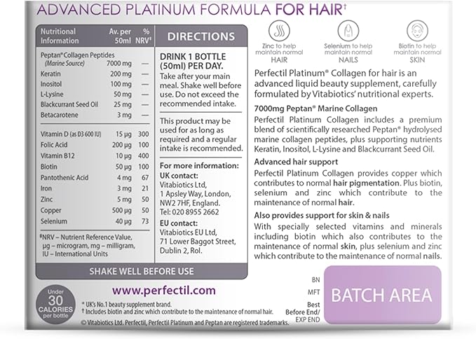 Perfectil by Vitabiotics Platinum Collagen Hair Drink 10 x 50ml