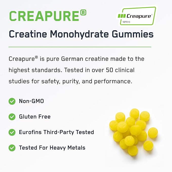 SteelFit Creapure Creatine Monohydrate Gummies for Men &amp Women Lemon Lime - Gym Workout Nutritional Supplements for Muscle Gain Brain Health &amp Strength Building Dietary Supplement 120 Gummi