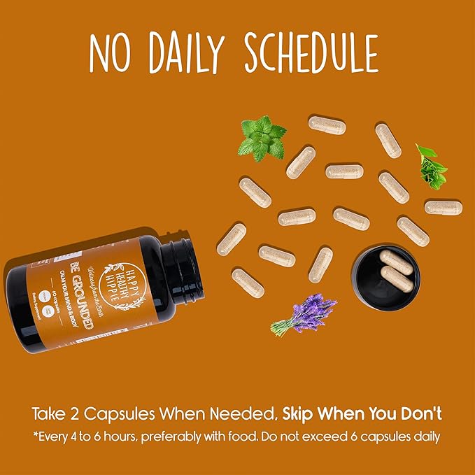 Happy Healthy Hippie Red Yeast Rice with CoQ10 Supplement &amp Be Grounded Stress Relief Supplement