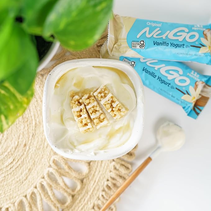 NuGo Original Variety Vanilla Yogurt 15 bars &amp Peanut Butter 15 bars 11g Protein Gluten Free 30 Count