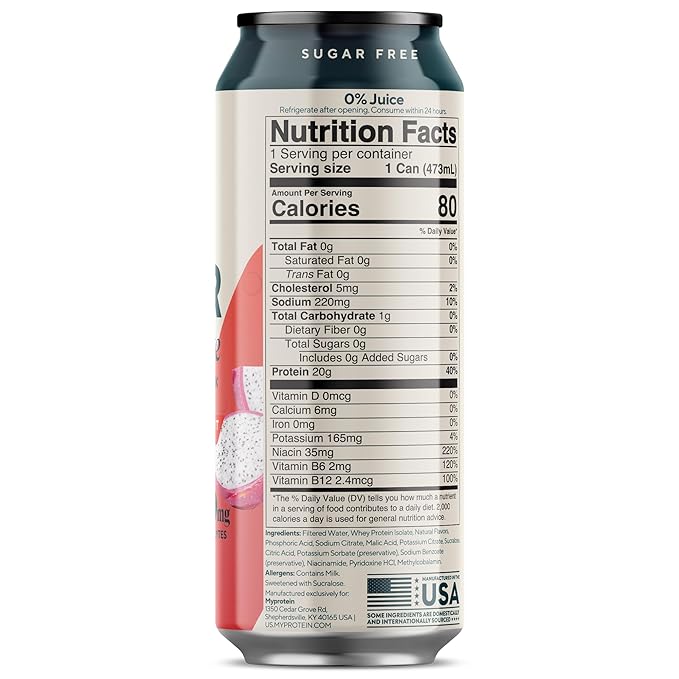 Myprotein Clear Whey Isolate Ready-to-Drink Protein Tropical Dragonfruit 16 Fl Oz Pack of 12 20g Protein 80 Calories Sugar-Free Refreshing Fruity Flavored Beverage for Superior Performance