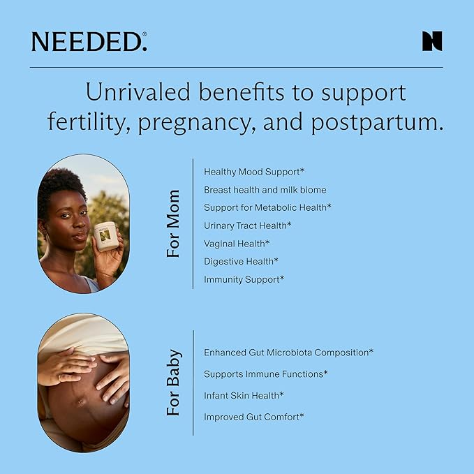Needed. Expertly-Formulated &amp Tested Prebiotic &amp Probiotic for Prenatal Pregnancy Breastfeeding &amp Postpartum | Balance Mood Boost Immunity Healthy Microbiome for Mother &amp Baby | 6
