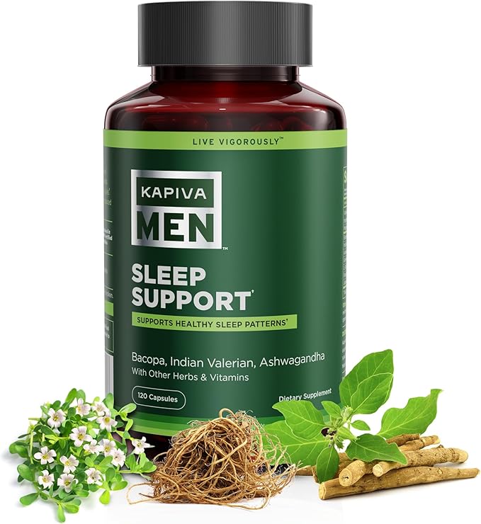 KAPIVA MEN Sleep Support Supplement with Bacopa Valerian Ashwagandha and Other Herbs and Vitamins Supports Healthy Sleep Patterns 60 Day Supply 120 Capsules