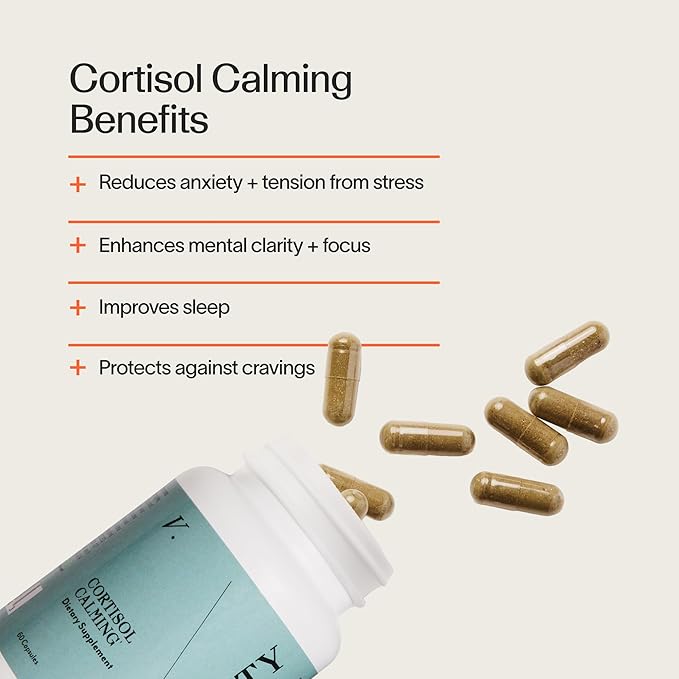 Veracity Cortisol Calming - Clinically Proven Stress &amp Sleep Support Supplement - Reduces Tension &amp Improves Mental Clarity with Natural Blend of Adaptogens - 60 Capsules