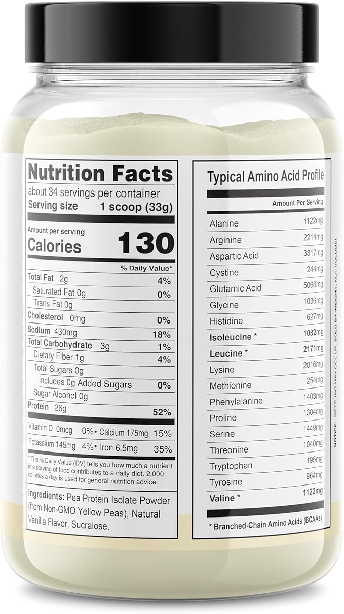 It's Just! Pea Protein Isolate Plant Based Premium Quality Gluten Free Vegan Keto Friendly Product of Canada Packaged in USA (2.5 Pound Vanilla)