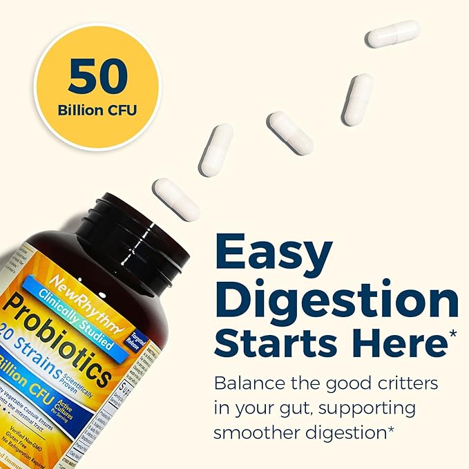 NewRhythm Probiotic Bundle: Complete Digestive Health + Menopause Relief with Black Cohosh Prebiotics 20 Strains Targeted Release Technology Non-GMO 90 Total Capsules