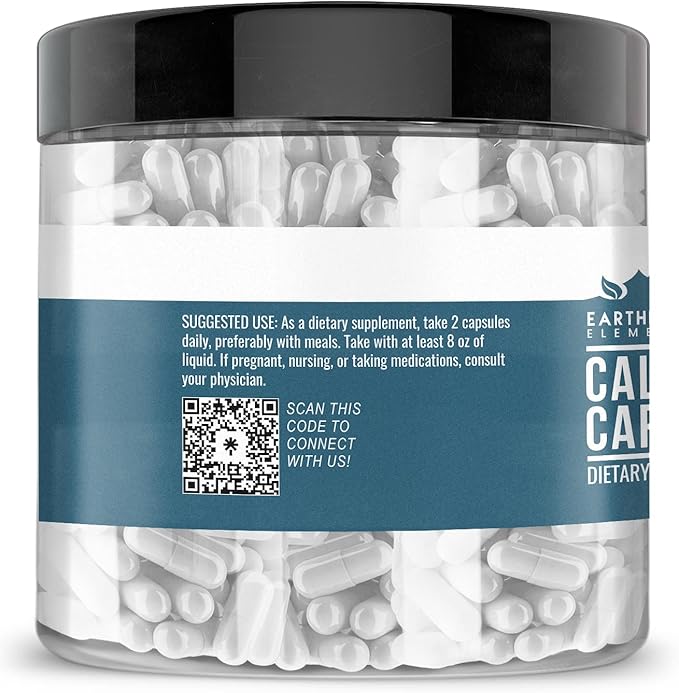 Earthborn Elements Calcium Carbonate &amp Collagen Peptides Bundle 200 Capsules Each Pure &amp Undiluted No Additives
