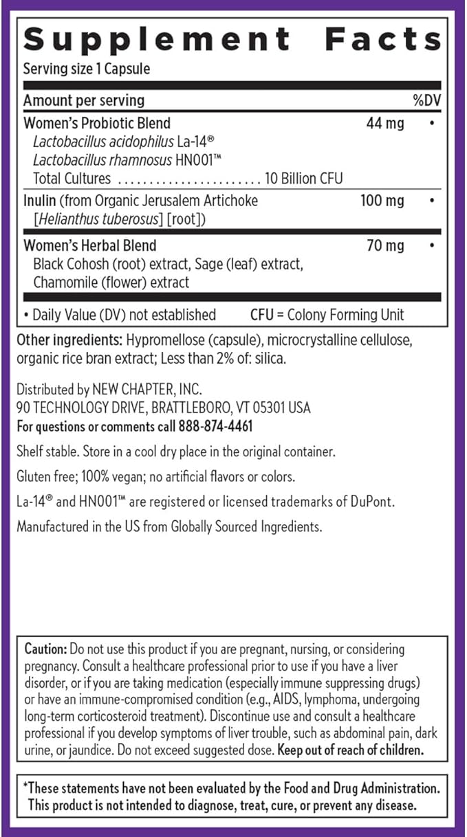 New Chapter All-Flora Probiotic Menopause Balance Ultra-Concentrated Probiotics for Women with Black Cohosh for Menopause Hot Flashes 100% Vegan 30 Vegan Capsules