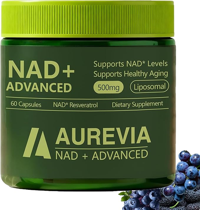 Aurevia NAD Advanced Supplement Aurevia NAD+ Advanced 500mg Liposomal for Energy &amp Cellular Health - Women &amp Men 60 Capsules (1pcs)
