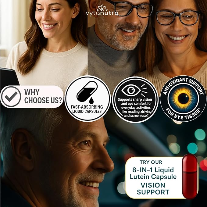 Liquid Lutein &amp Zeaxanthin – Fast-Absorbing Eye Support for Blue Light &amp Visual Health with Zinc Vitamin A &amp Antioxidants – 60 Veggie Liquid Capsules